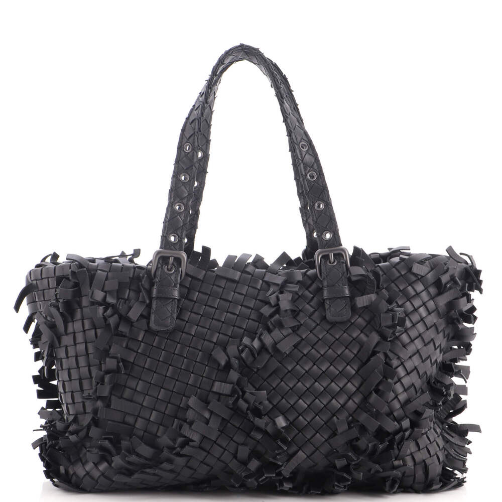 Bottega Veneta Large Lido Patchwork Tote Fringe Intrecciato Nappa